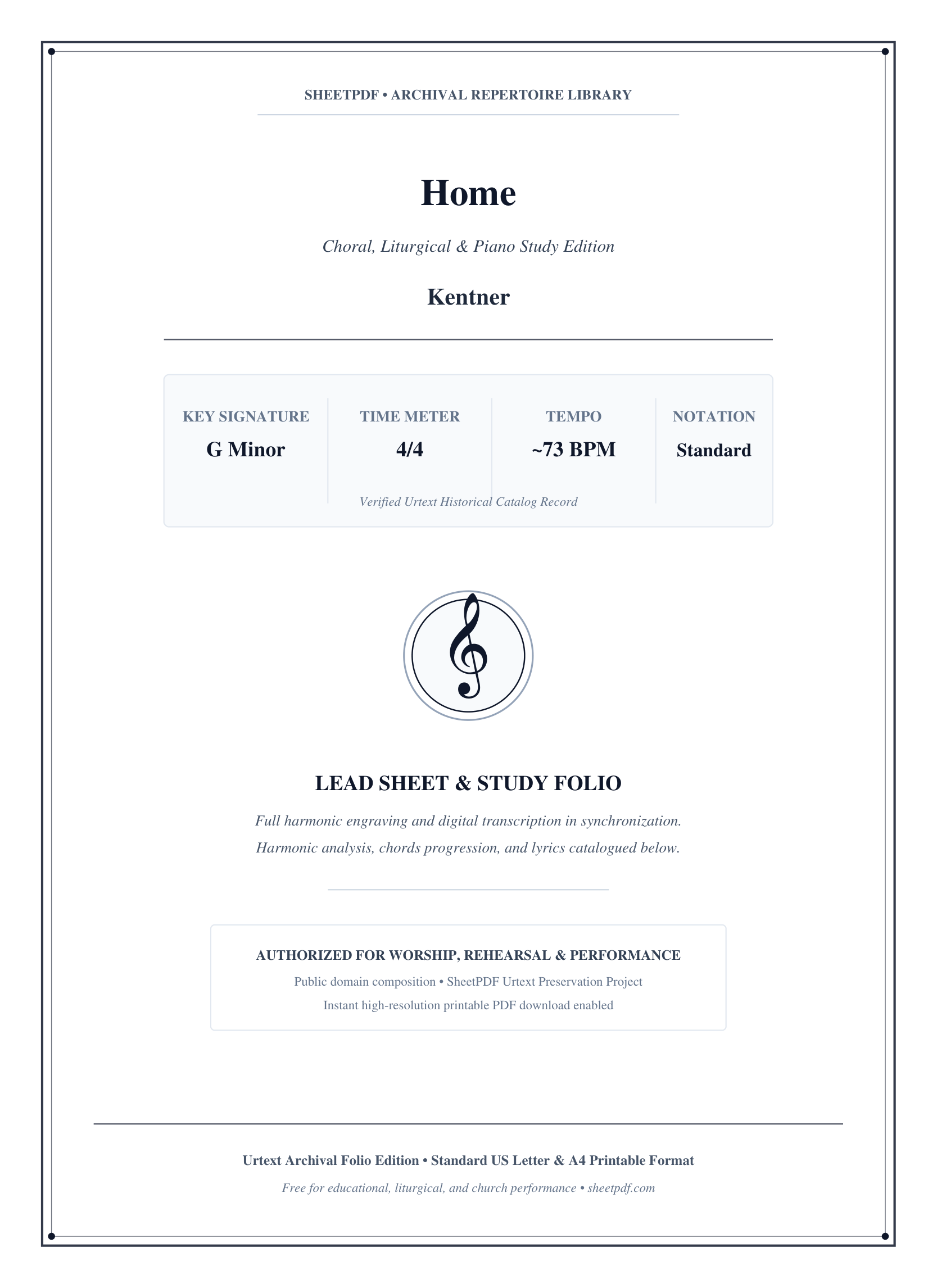 Home Piano Sheet Music Score Page 1