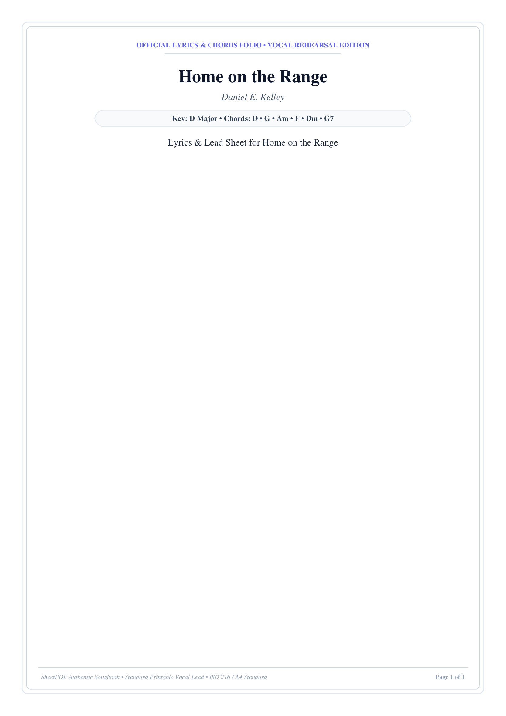Home on the Range Lyrics & Chords Folio