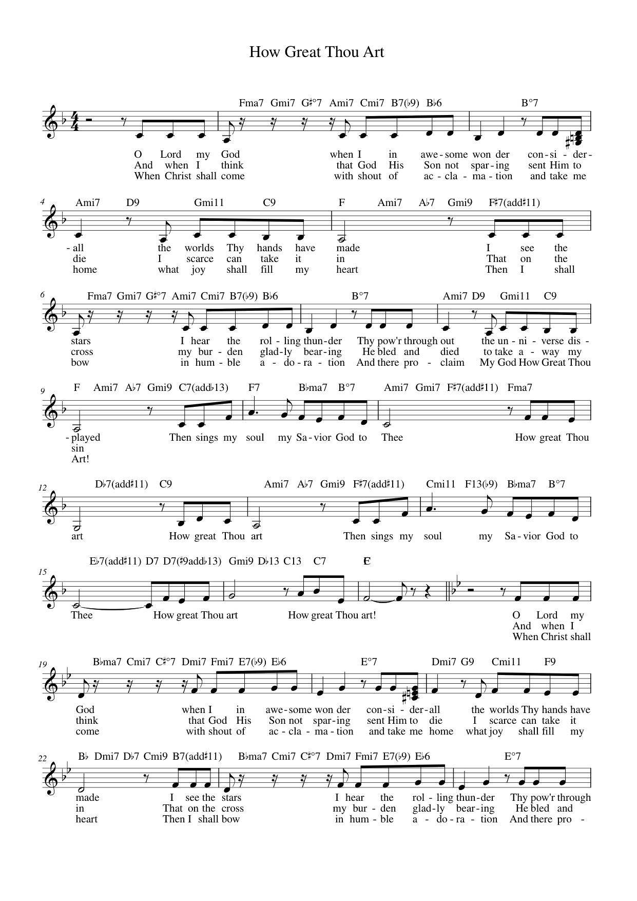 How Great Thou Art Piano Sheet Music Page 1 Free PDF