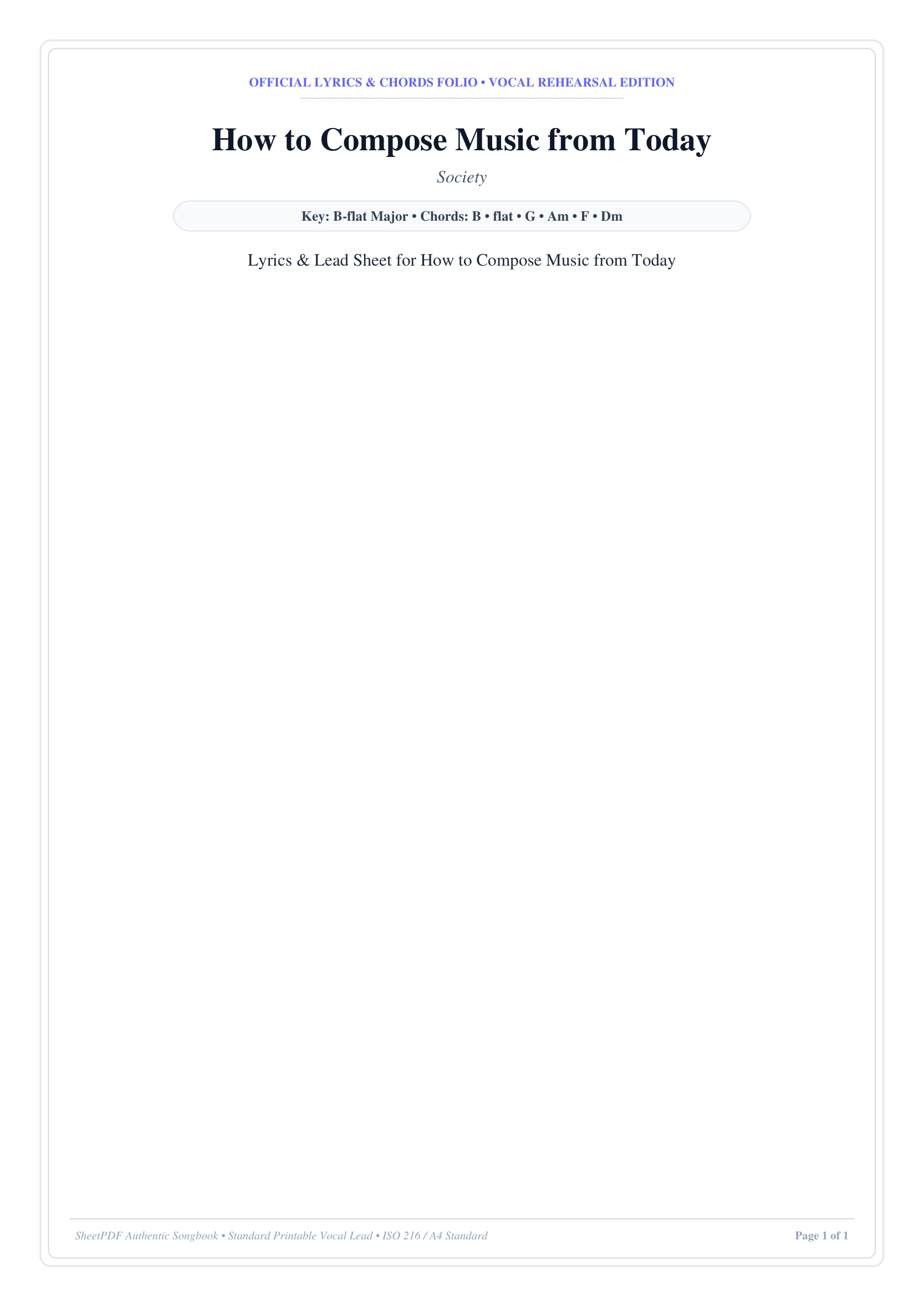 How to Compose Music from Today Piano Sheet Music Page 1 Free PDF