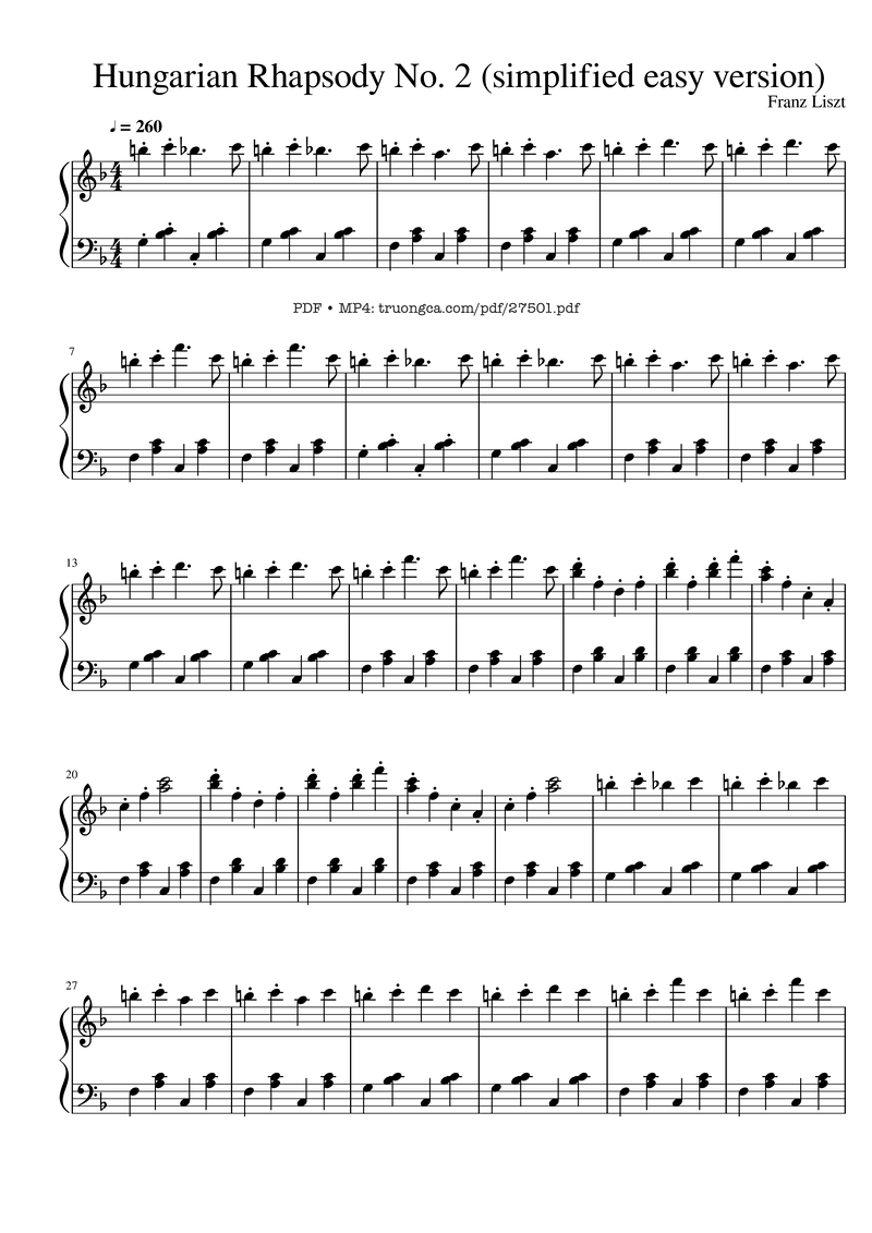 Hungarian Rhapsody No.13 Piano Sheet Music Page 1 Free PDF