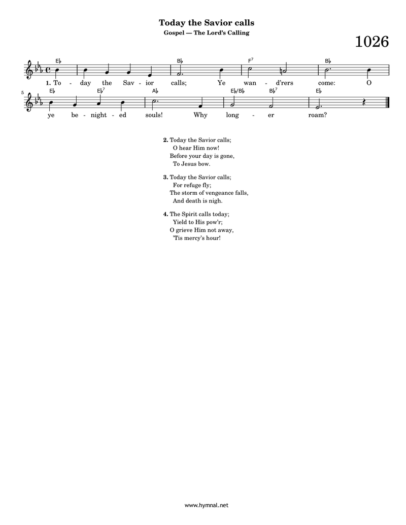 Today the Savior calls (Hymn 1026) Piano Sheet Music Page 1 Free PDF