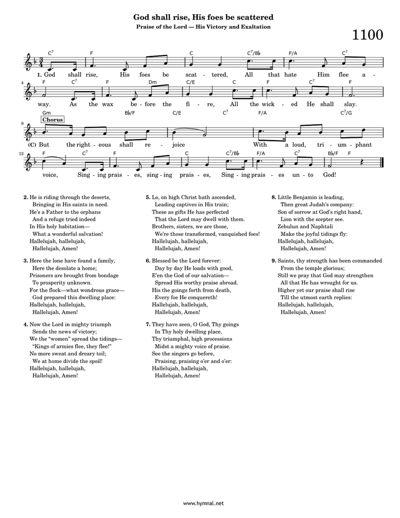 God shall rise, His foes be scattered (Hymn 1100) Piano Sheet Music Page 1 Free PDF
