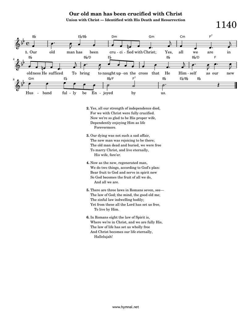 Our old man has been crucified with Christ (Hymn 1140) Piano Sheet Music Page 1 Free PDF