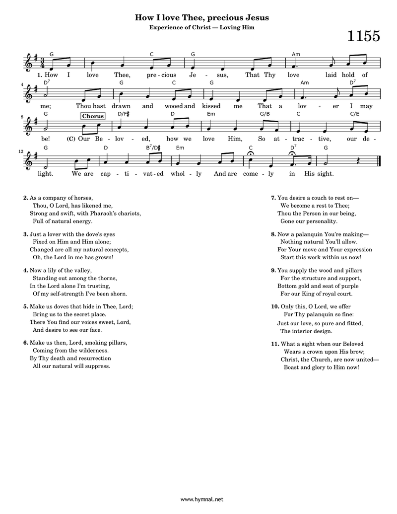 How I love Thee, precious Jesus (Hymn 1155) Piano Sheet Music Page 1 Free PDF