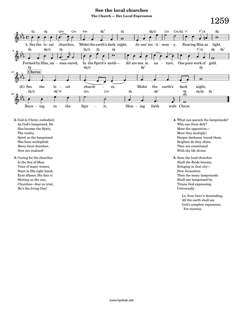 See the local churches (Hymn 1259) Piano Sheet Music Score Page 1