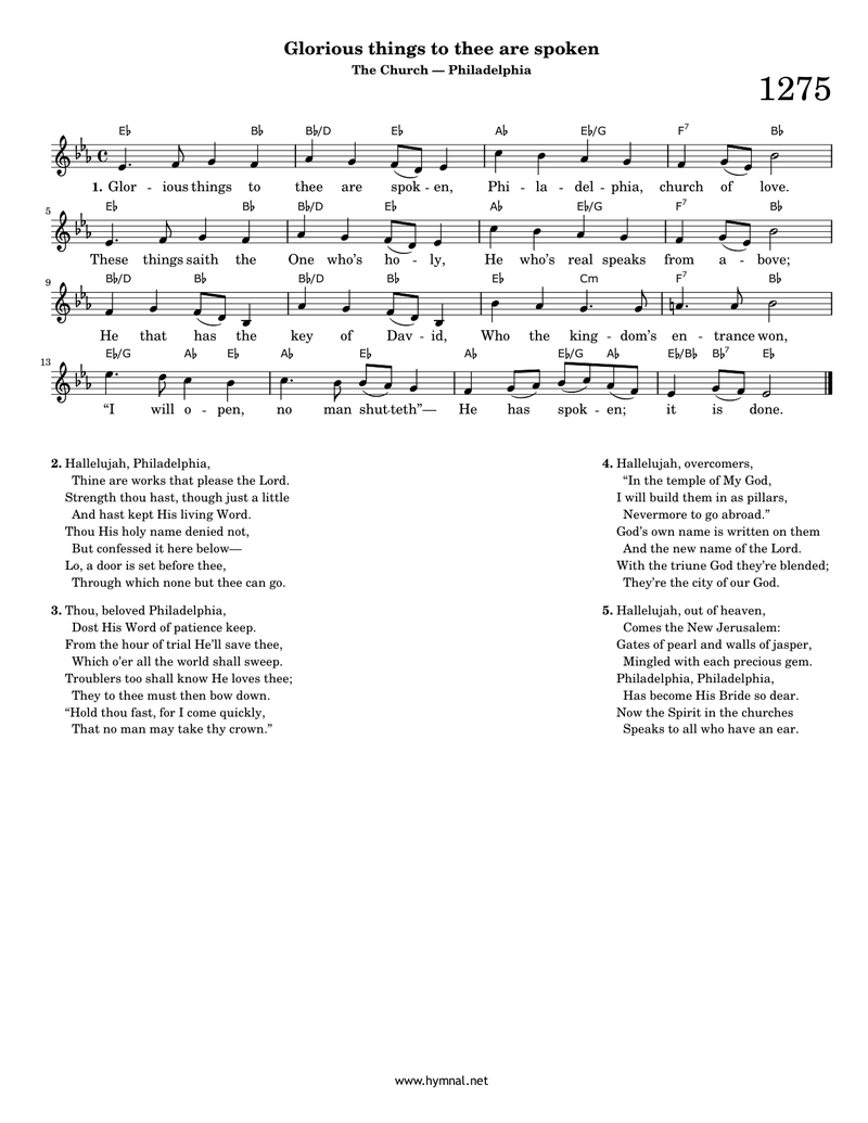 Glorious things to thee are spoken (Hymn 1275) Piano Sheet Music Page 1 Free PDF