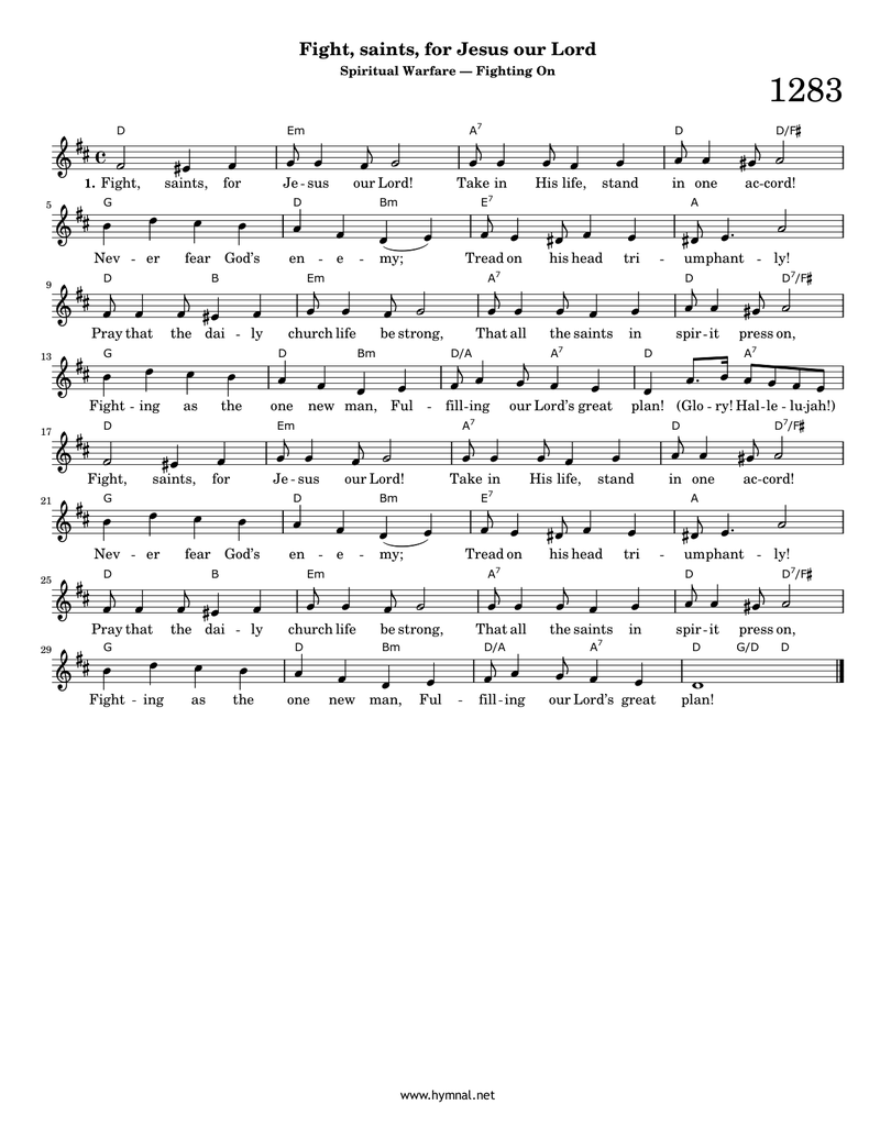 Fight, saints, for Jesus our Lord (Hymn 1283) Piano Sheet Music Page 1 Free PDF