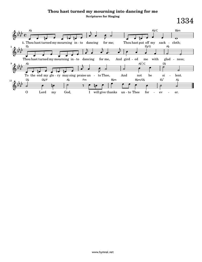 Thou hast turned my mourning into dancing for me (Hymn 1334) Piano Sheet Music Page 1 Free PDF