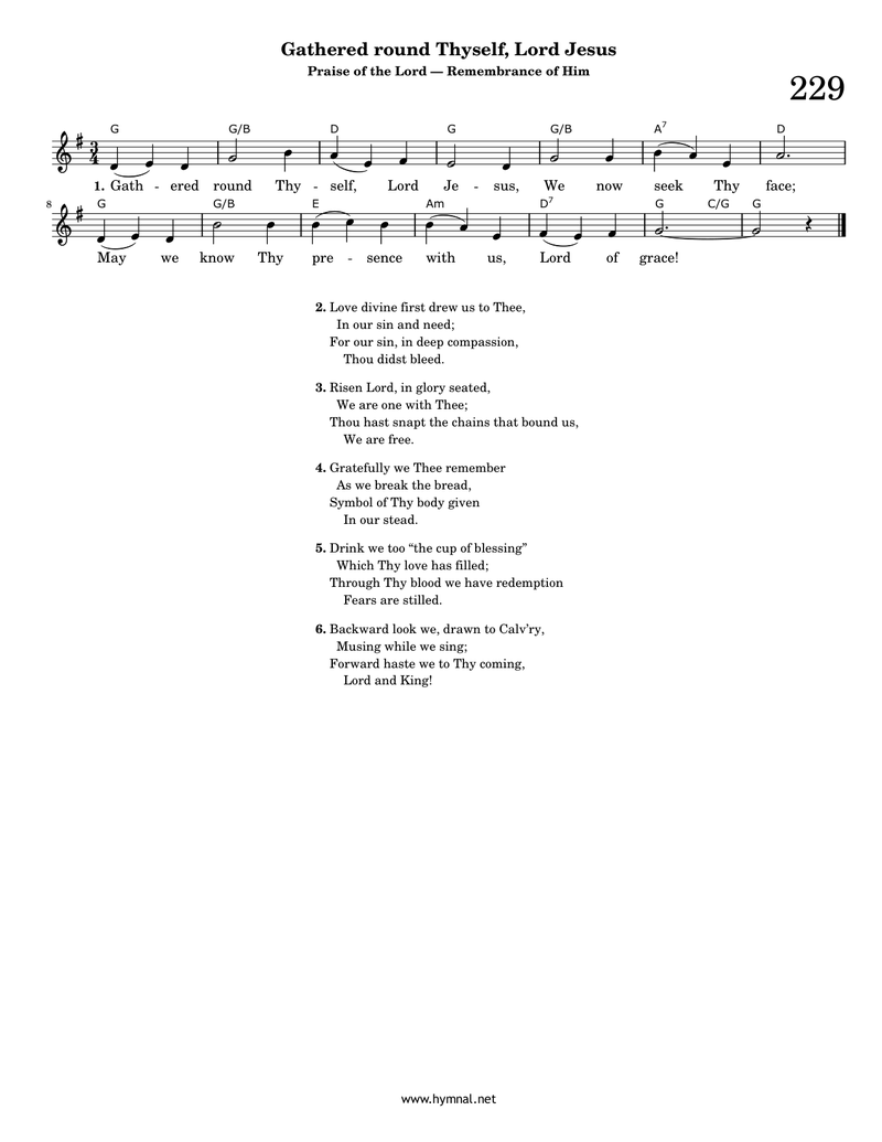 Gathered round Thyself, Lord Jesus (Hymn 229) Piano Sheet Music Page 1 Free PDF