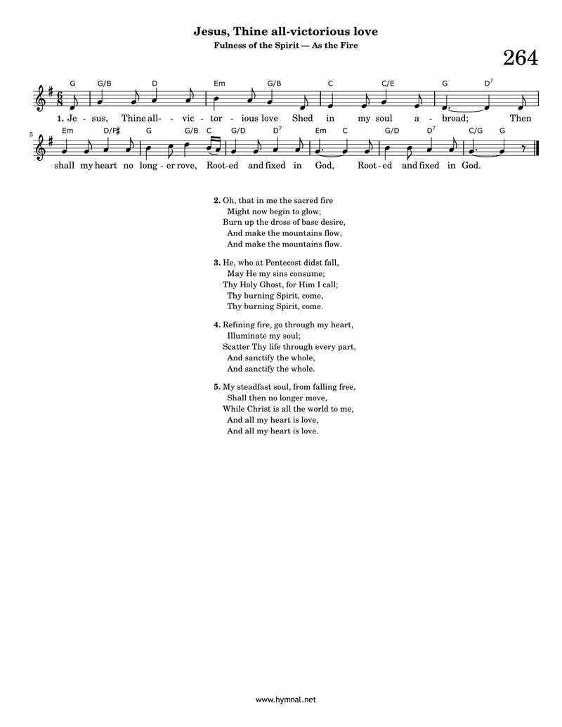 Jesus, Thine all-victorious love (Hymn 264) Piano Sheet Music Page 1 Free PDF