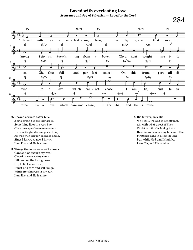Loved with everlasting love (Hymn 284) Piano Sheet Music Score Page 1