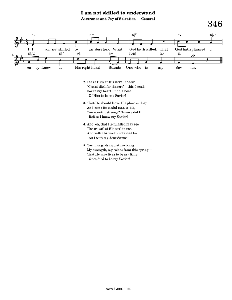 I am not skilled to understand (Hymn 346) Piano Sheet Music Page 1 Free PDF