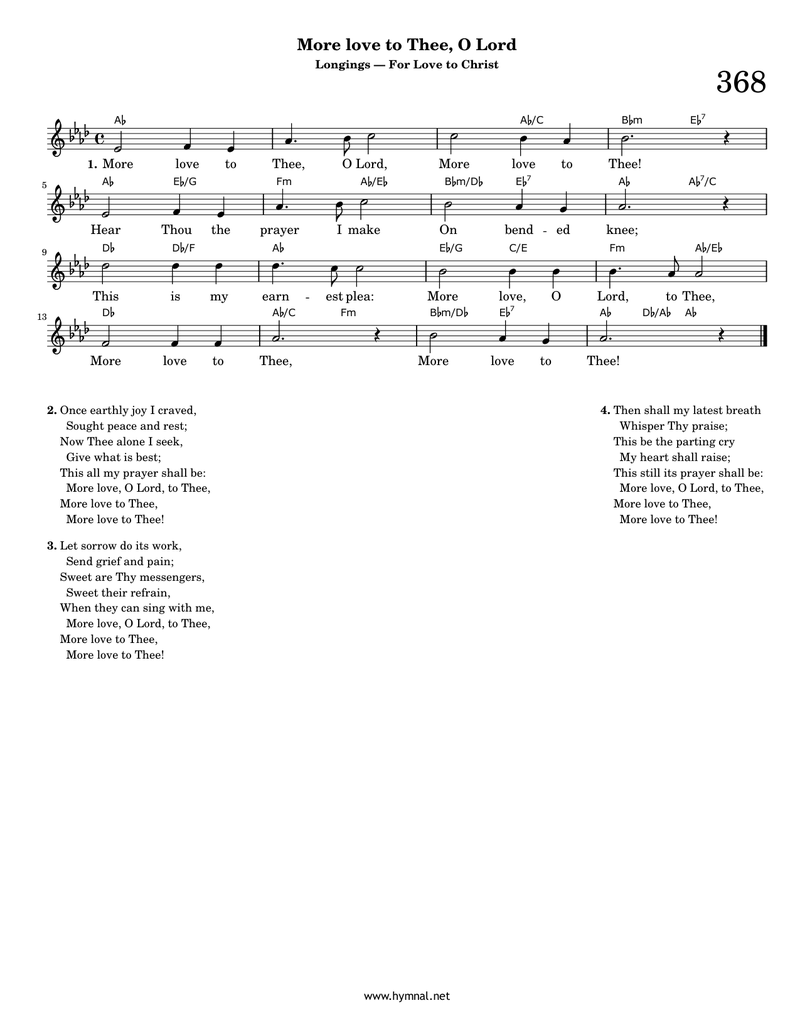 More love to Thee, O Lord (Hymn 368) Piano Sheet Music Page 1 Free PDF