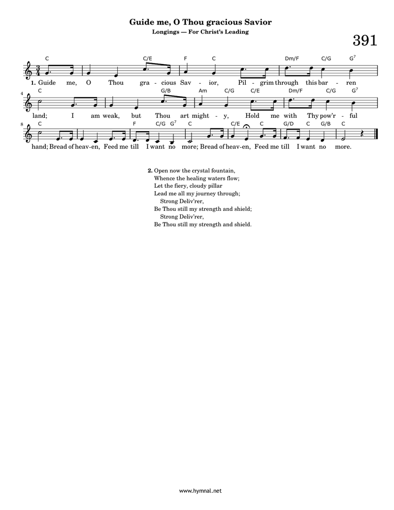 Guide me, O Thou gracious Savior (Hymn 391) Piano Sheet Music Score Page 1