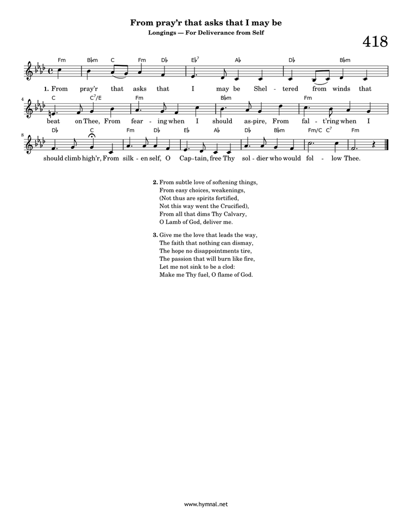 From pray'r that asks that I may be (Hymn 418) Piano Sheet Music Page 1 Free PDF