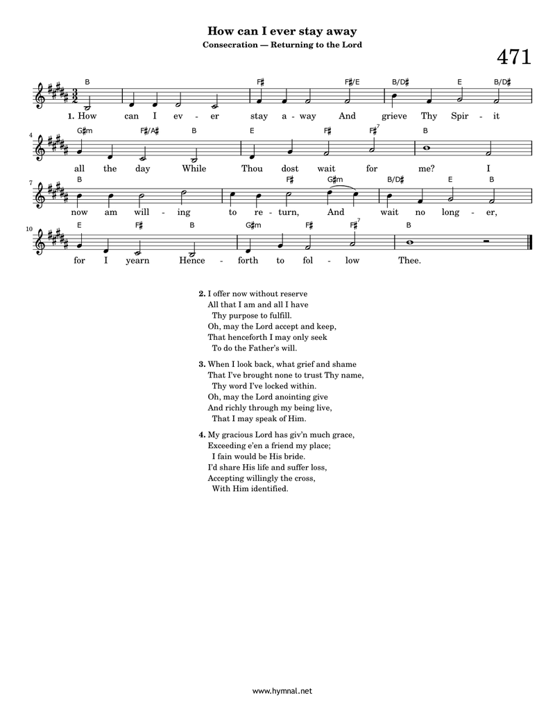 How can I ever stay away (Hymn 471) Piano Sheet Music Page 1 Free PDF