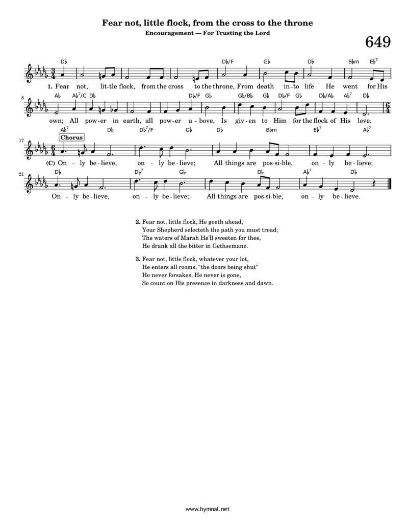 Fear not, little flock, from the cross to the throne (Hymn 649) Piano Sheet Music Page 1 Free PDF