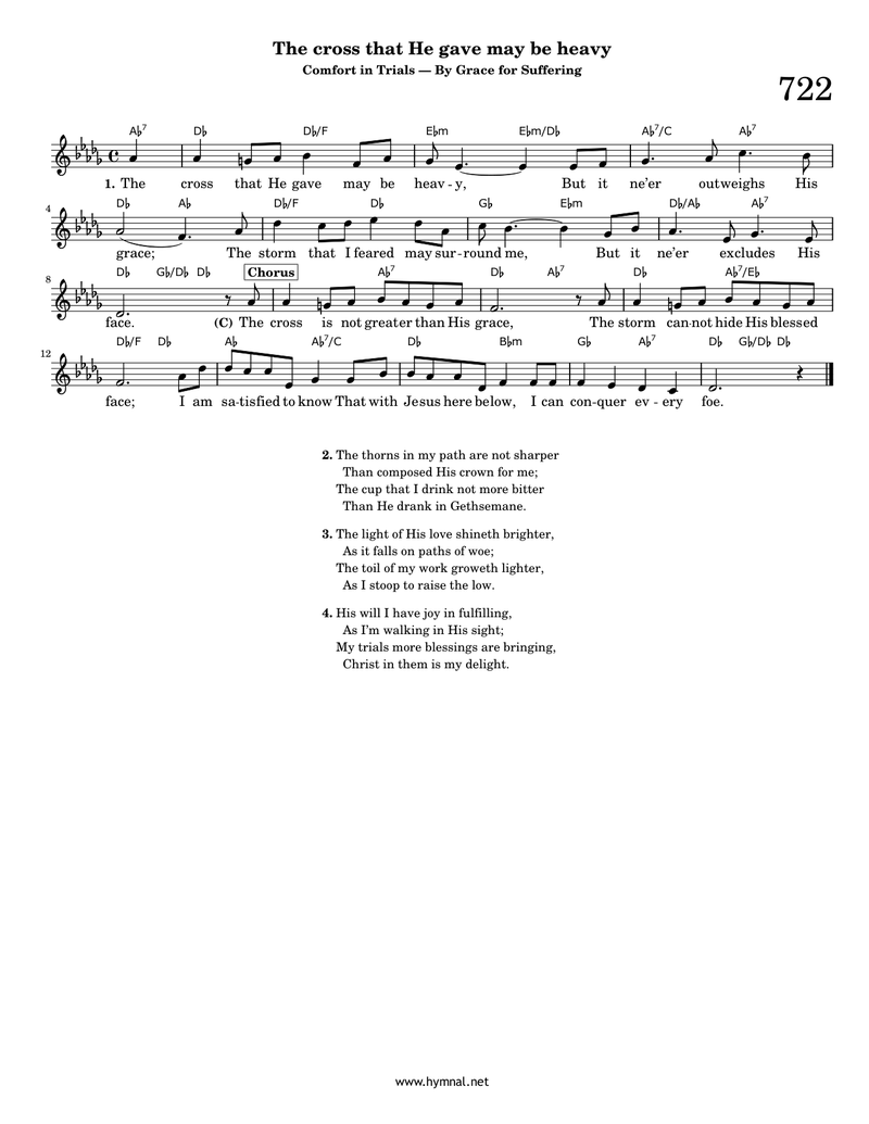 The cross that He gave may be heavy (Hymn 722) Piano Sheet Music Page 1 Free PDF