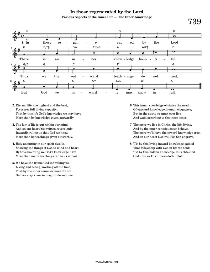 In those regenerated by the Lord (Hymn 739) Piano Sheet Music Page 1 Free PDF