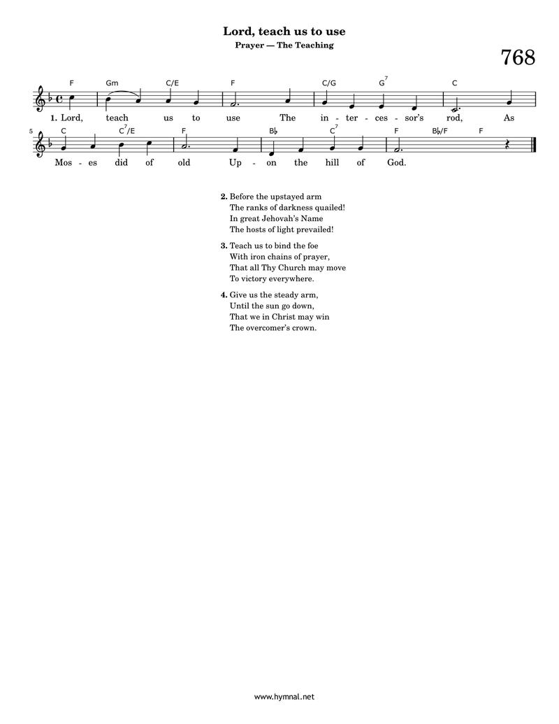 Lord, teach us to use (Hymn 768) Piano Sheet Music Score Page 1