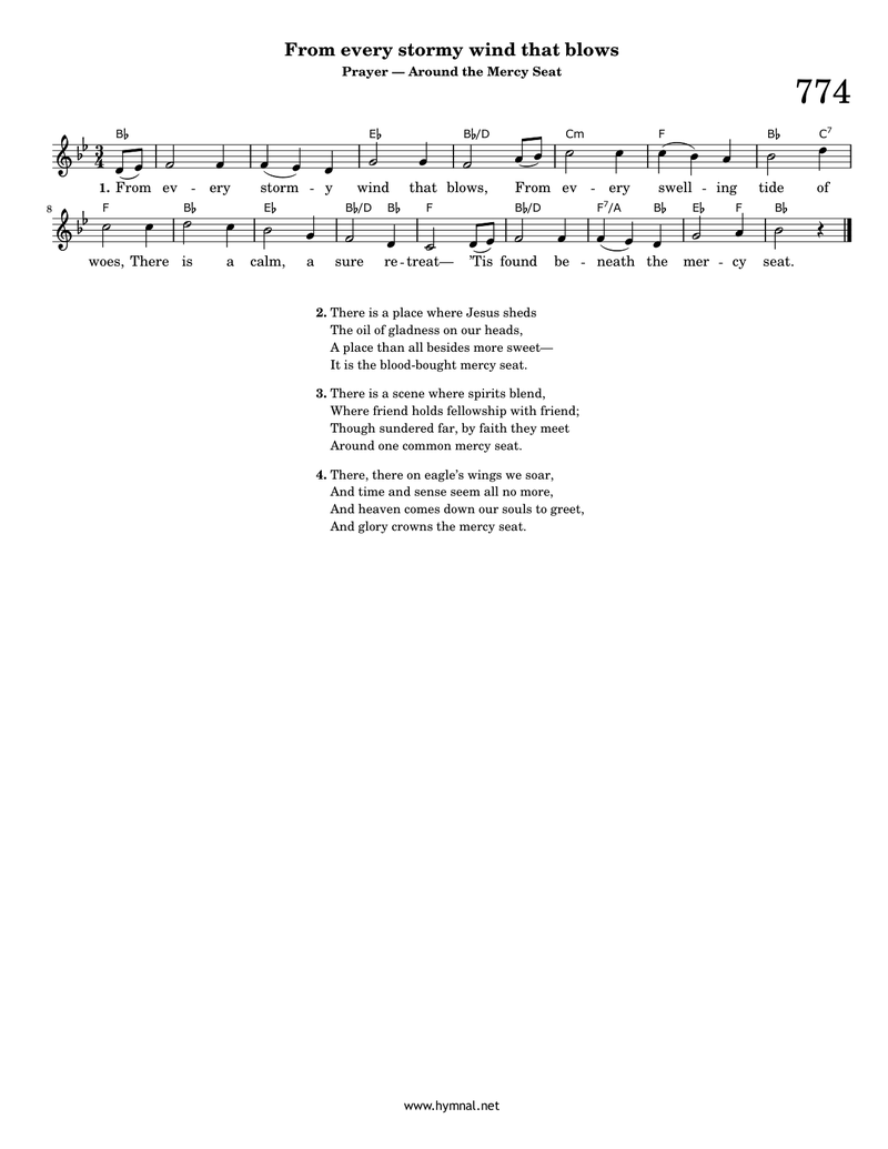 From every stormy wind that blows (Hymn 774) Piano Sheet Music Score Page 1