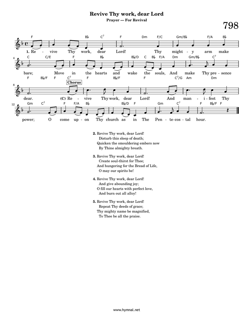 Revive Thy work, dear Lord (Hymn 798) Piano Sheet Music Score Page 1