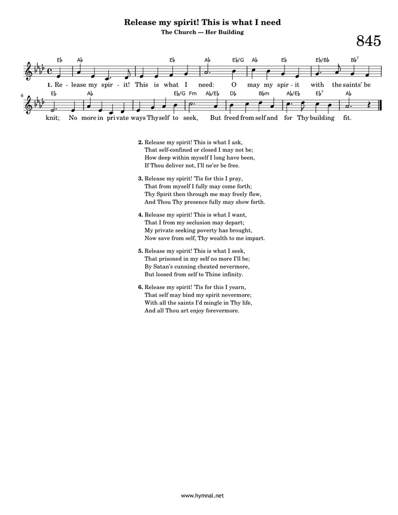 Release my spirit! This is what I need (Hymn 845) Piano Sheet Music Page 1 Free PDF