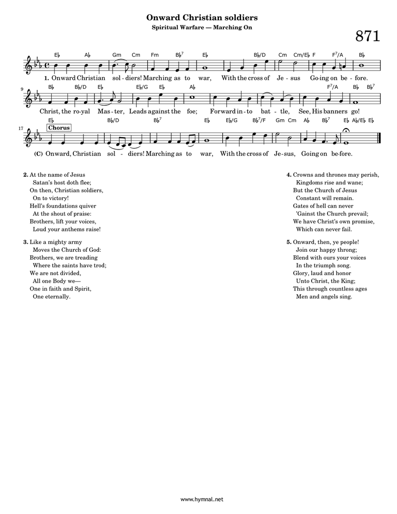 Onward Christian soldiers (Hymn 871) Piano Sheet Music Page 1 Free PDF