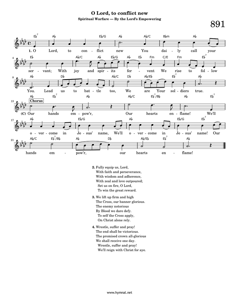 O Lord, to conflict new (Hymn 891) Piano Sheet Music Page 1 Free PDF