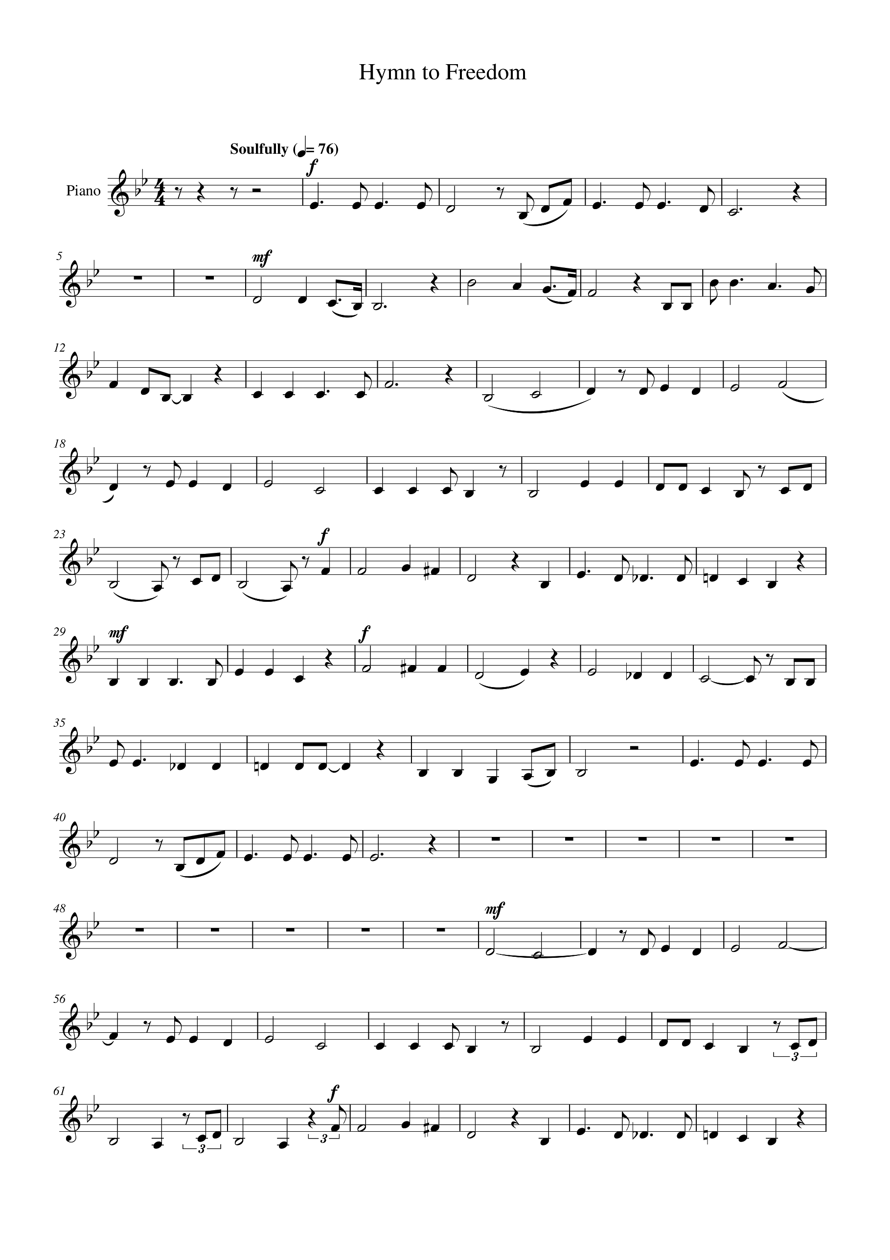 Hymn to Freedom Piano Sheet Music Score Preview