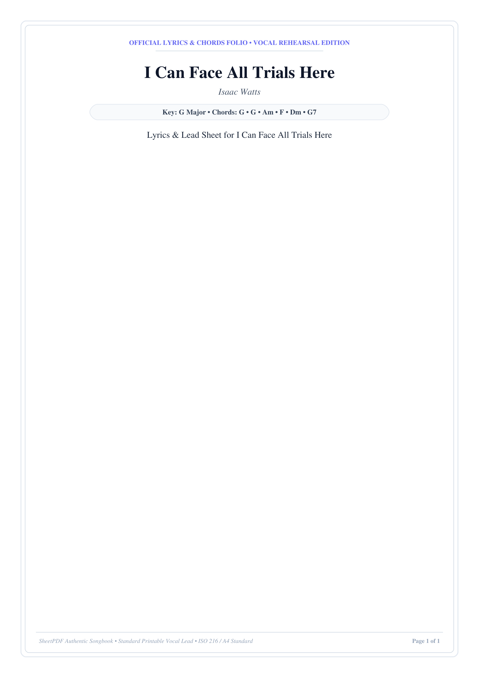 I Can Face All Trials Here Piano Sheet Music Page 1 Free PDF