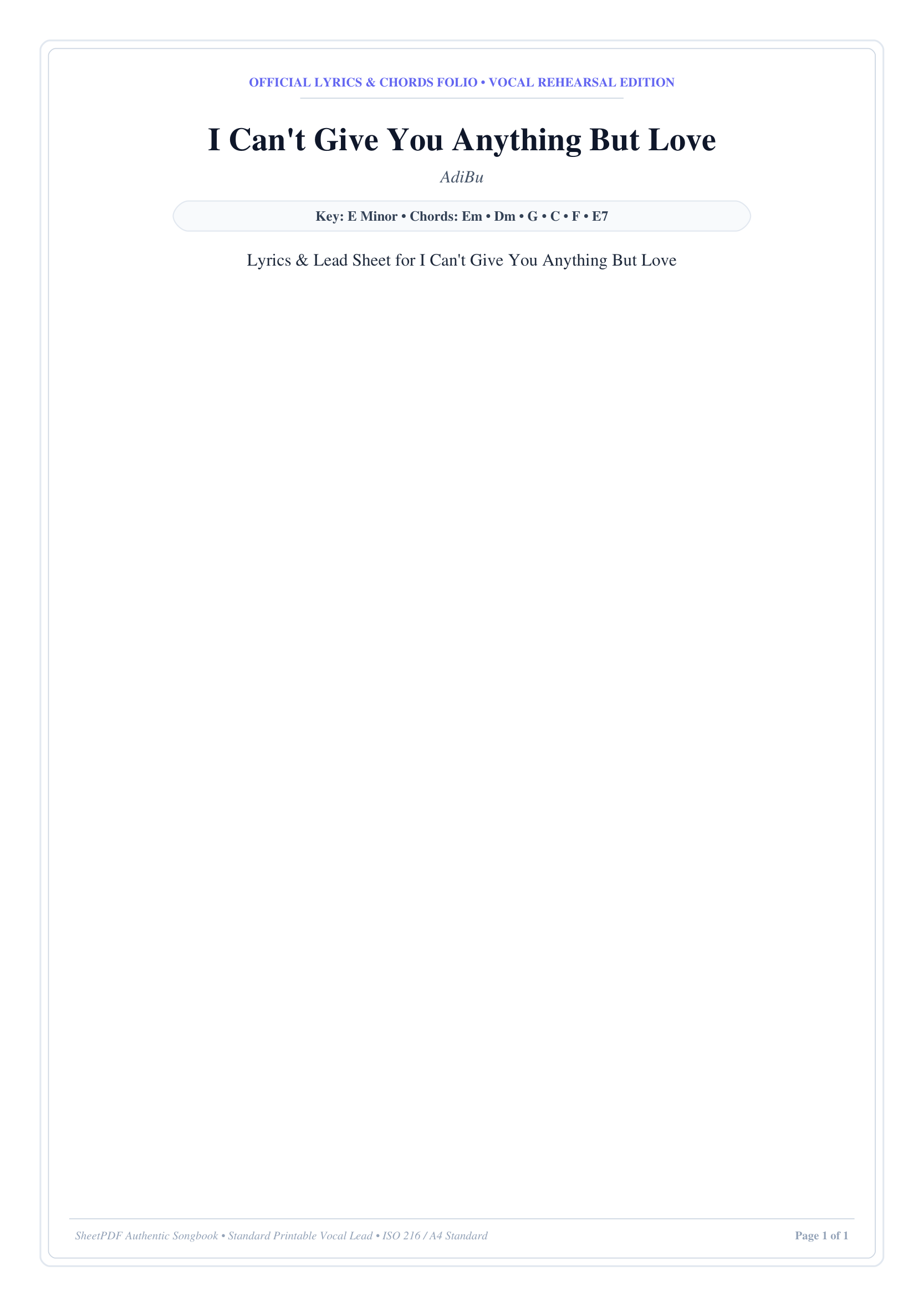 I Can't Give You Anything But Love Piano Sheet Music Page 1 Free PDF