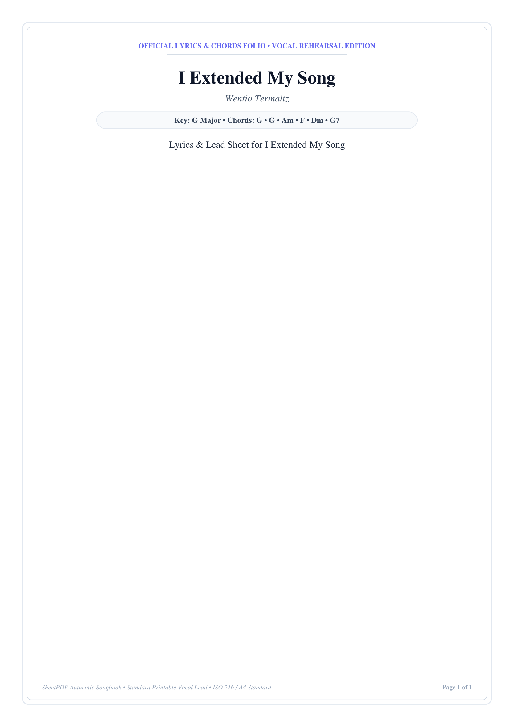 I Extended My Song Piano Sheet Music Page 1 Free PDF