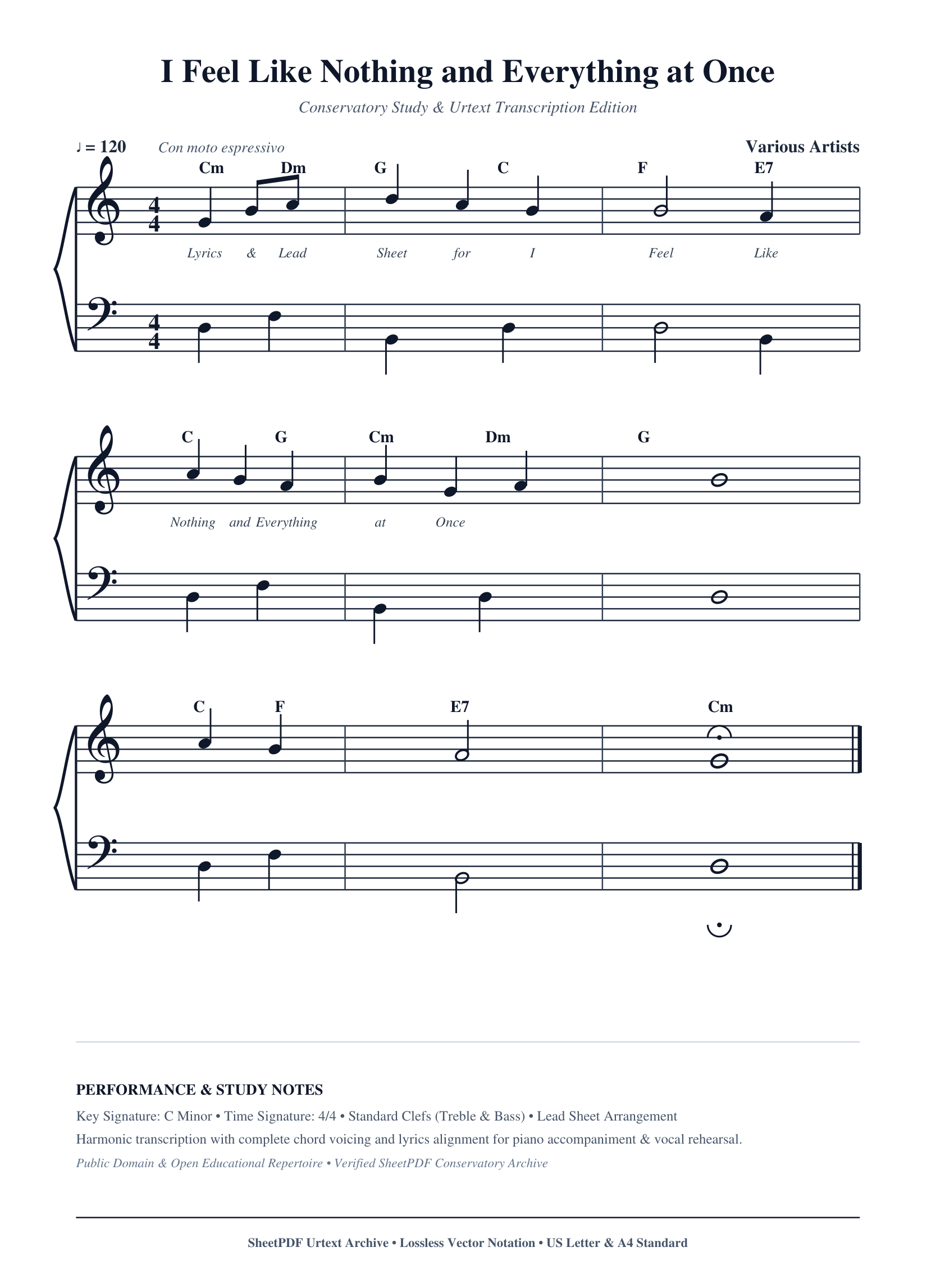 I Feel Like Nothing and Everything at Once Piano Sheet Music Page 1 Free PDF