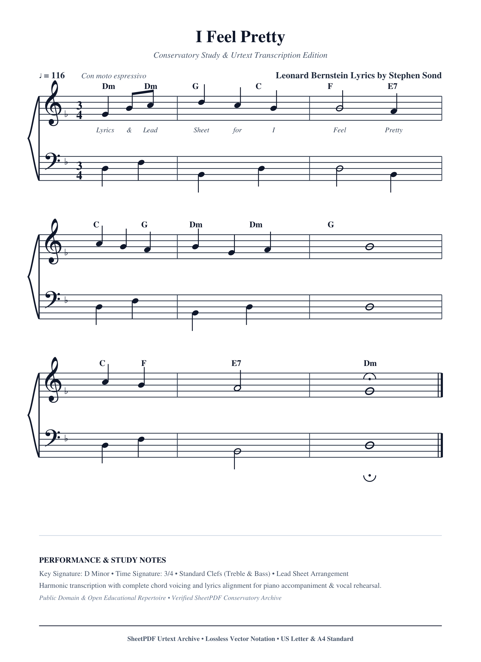 I Feel Pretty Piano Sheet Music Page 1 Free PDF