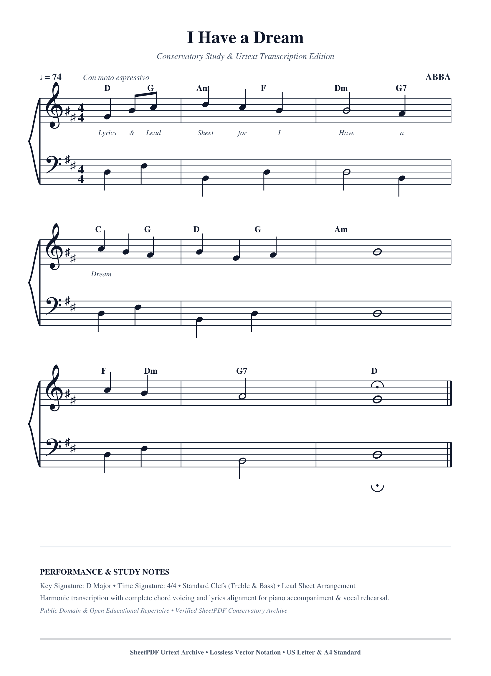 I Have a Dream Piano Sheet Music Page 1 Free PDF