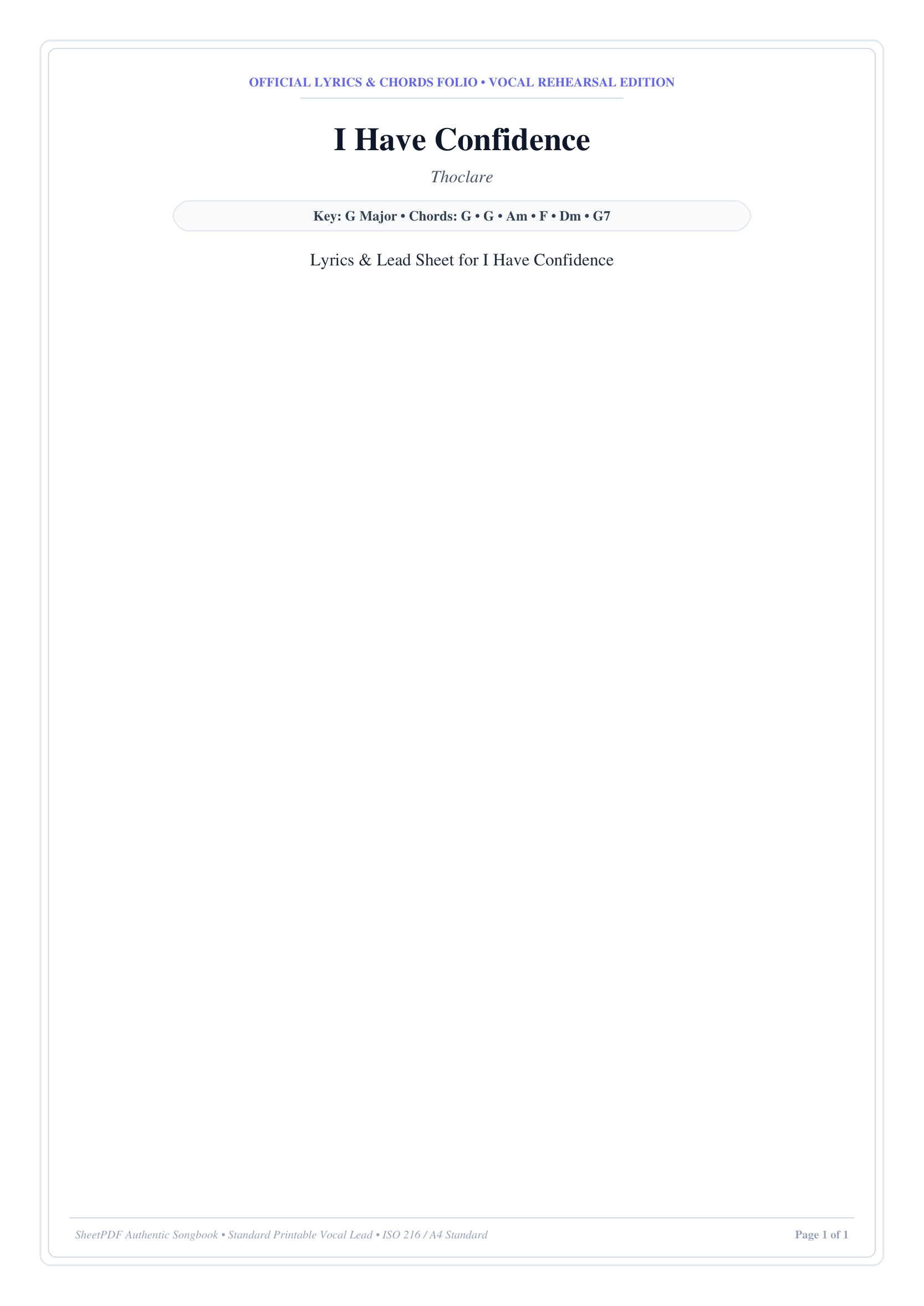 I Have Confidence Piano Sheet Music Score Page 1