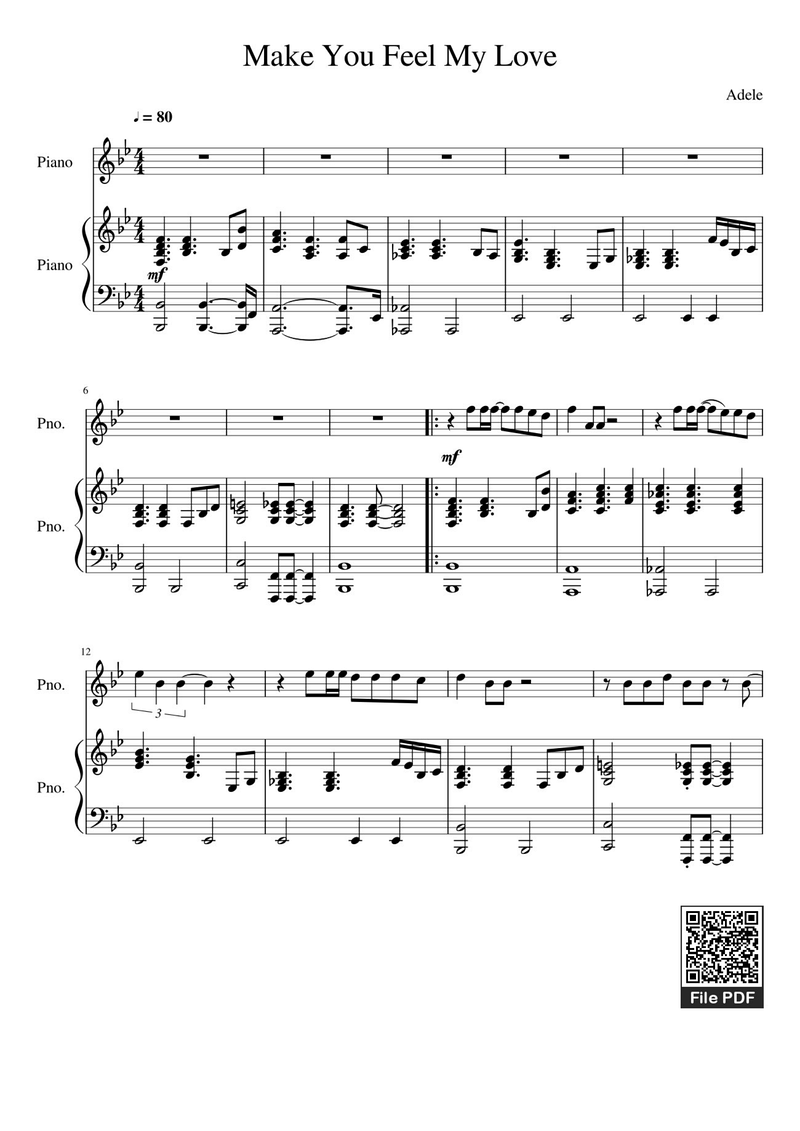 I love you Piano Sheet Music Page 1 Free PDF