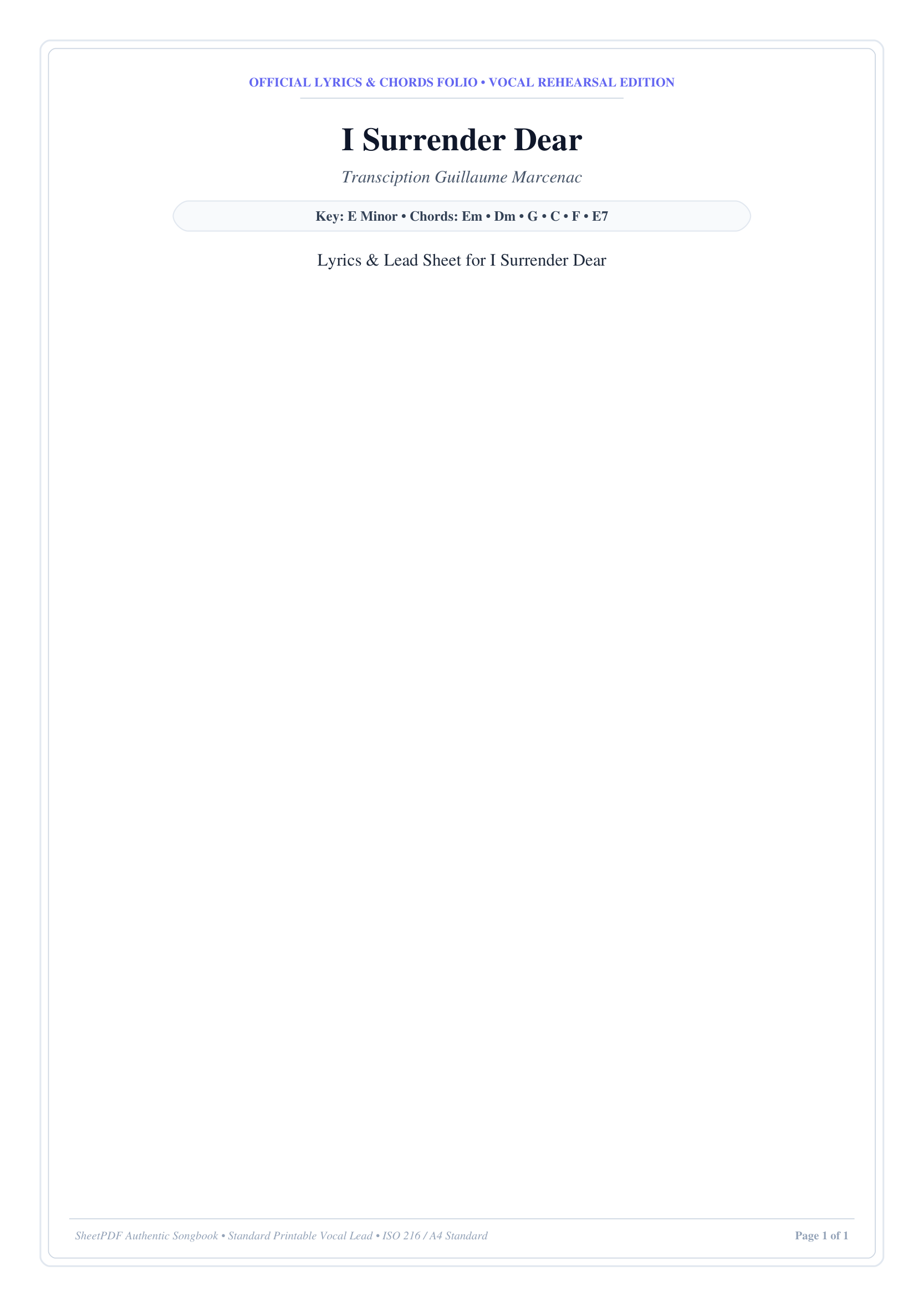 I Surrender Dear Piano Sheet Music Page 1 Free PDF