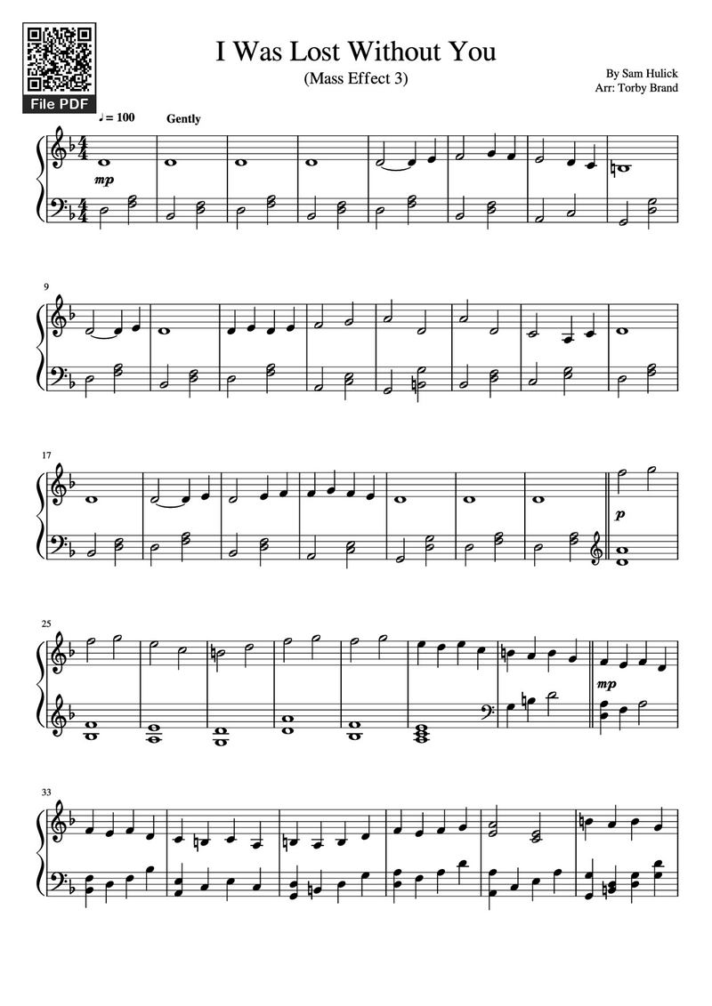 I Was Lost Without You Piano Sheet Music Page 1 Free PDF