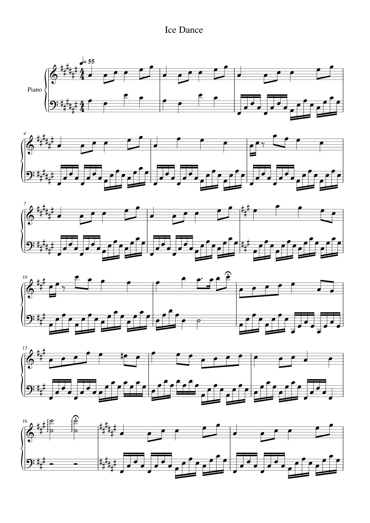 Ice Dance Piano Sheet Music Page 1 Free PDF