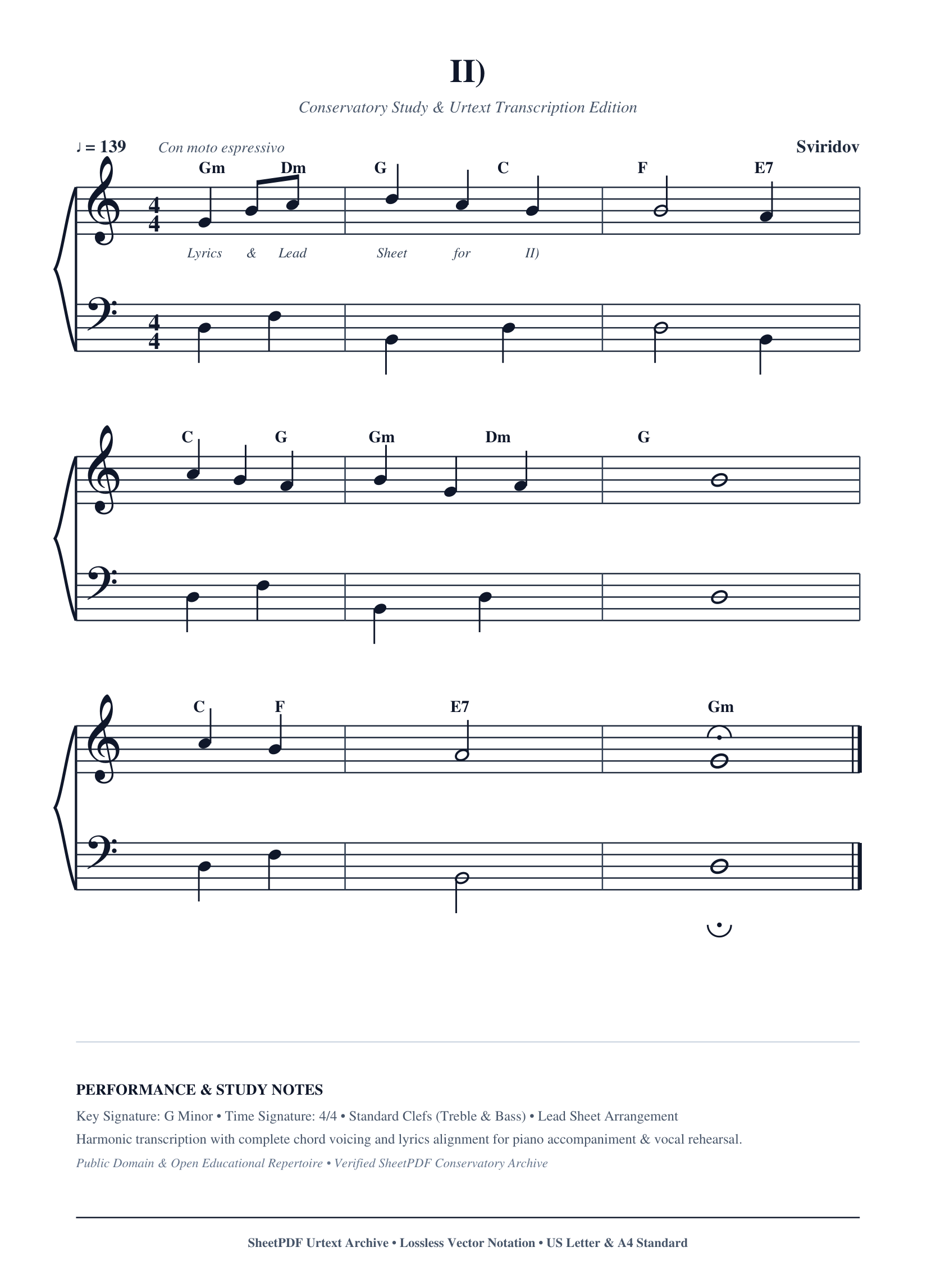 II) Piano Sheet Music Score Page 1