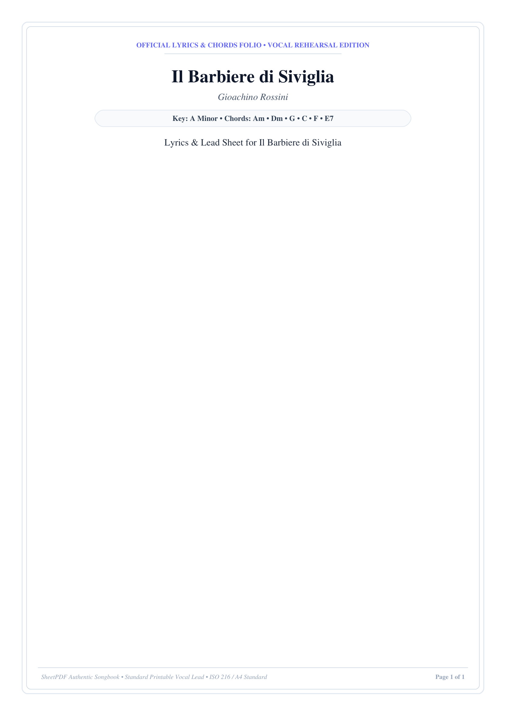 Il Barbiere di Siviglia Piano Sheet Music Page 1 Free PDF