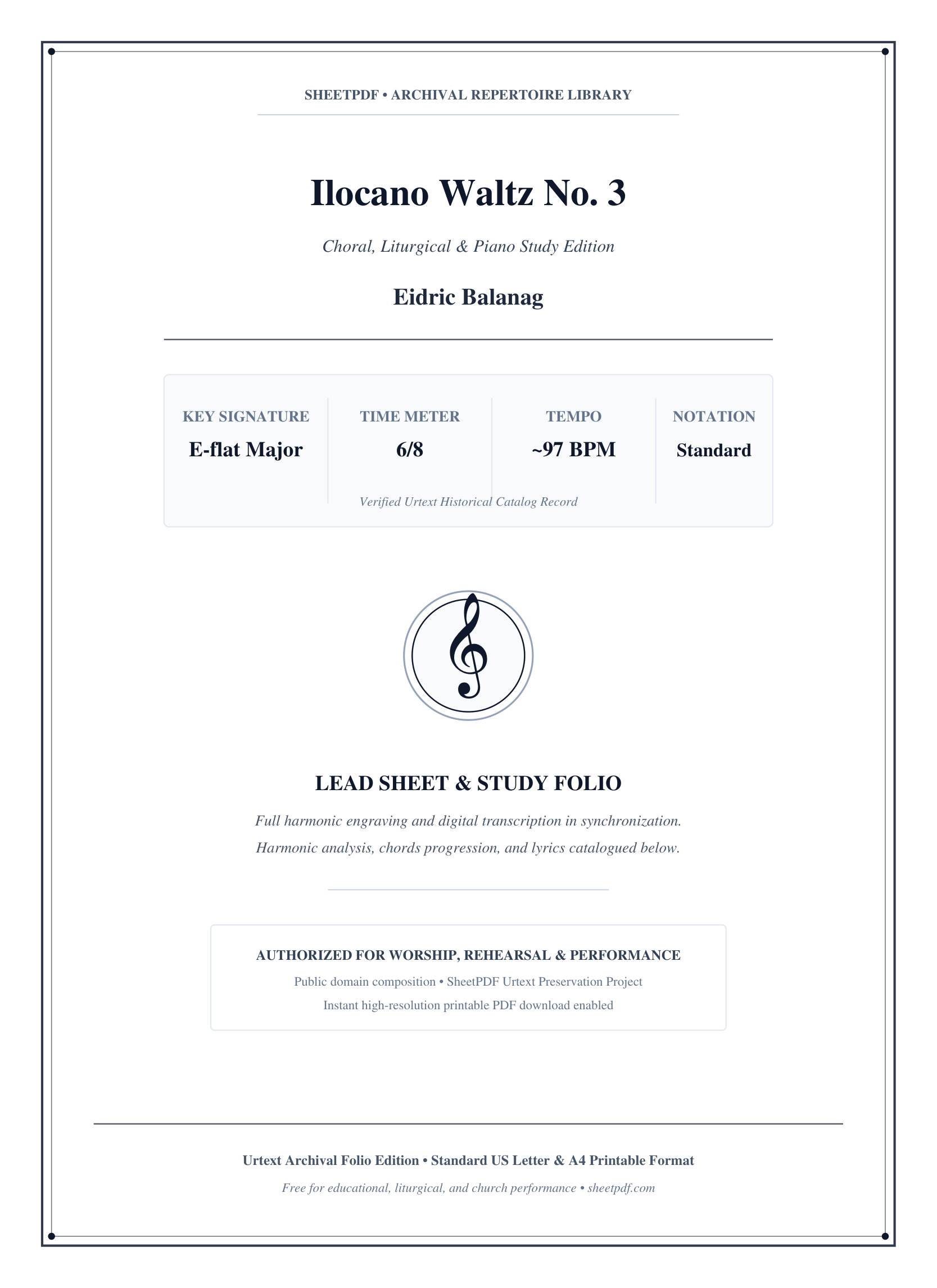 Ilocano Waltz No. 3 Piano Sheet Music Page 1 Free PDF