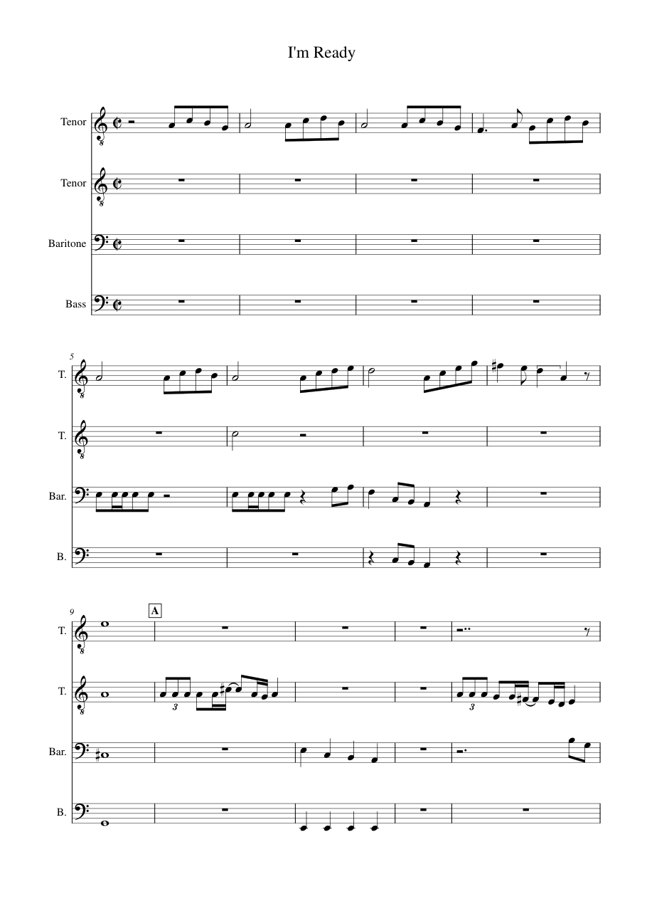 I'm Ready Piano Sheet Music Score Page 1