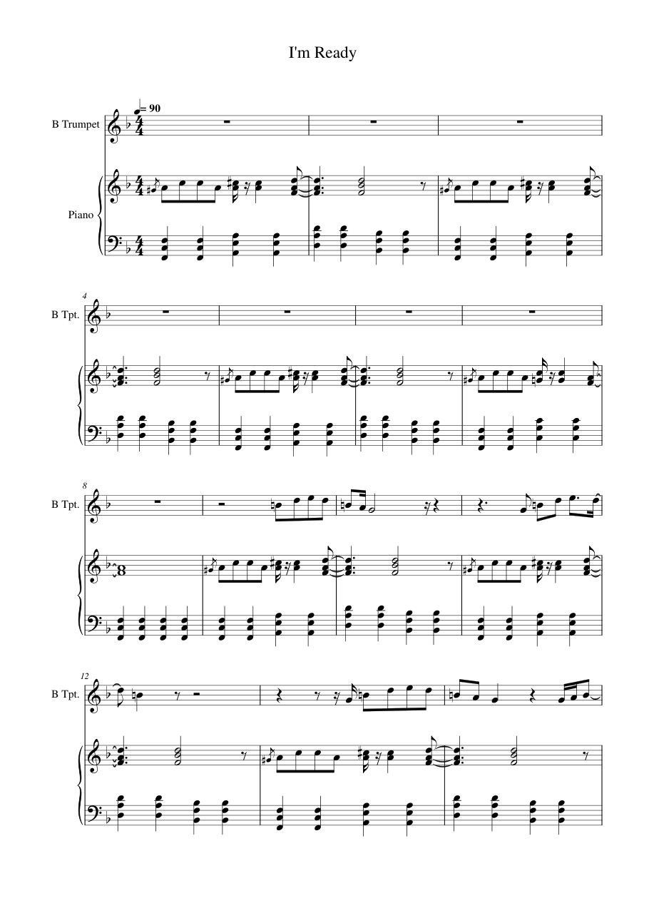 I'm Ready Piano Sheet Music Page 1 Free PDF