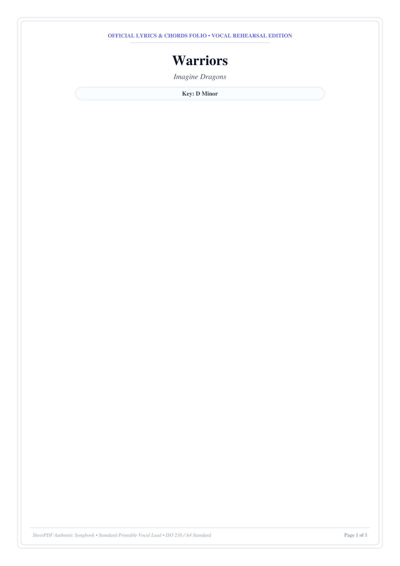 Warriors Piano Sheet Music Page 1 Free PDF
