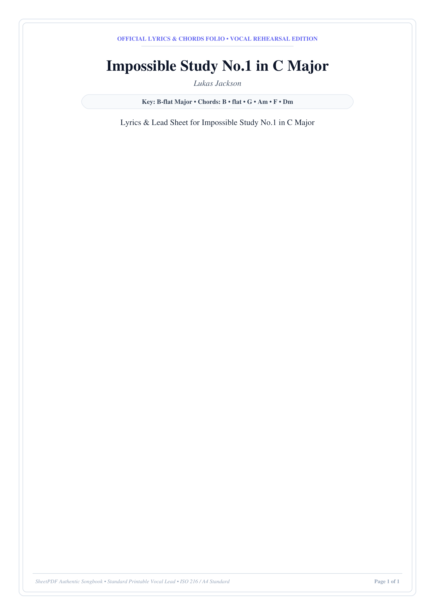Impossible Study No.1 in C Major Piano Sheet Music Page 1 Free PDF