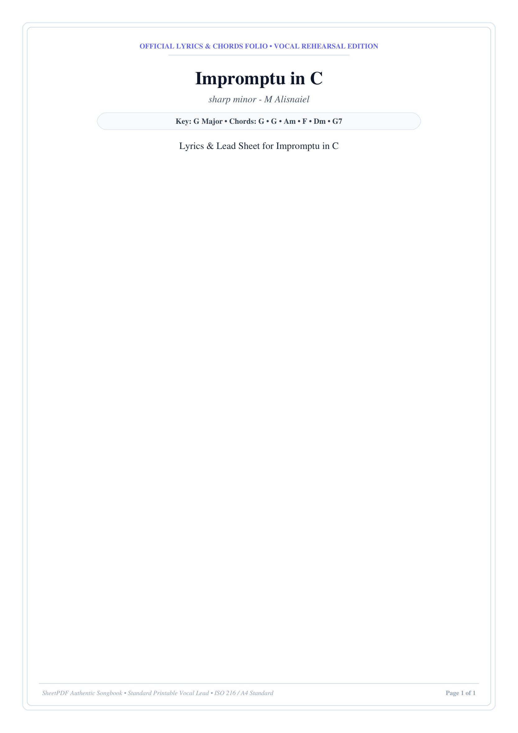 Impromptu in C Piano Sheet Music Page 1 Free PDF